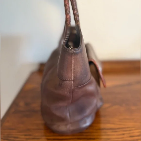 Vintage Fossil Western Brown Leather Braided Handle with Heart Logo Concho - Picture 8 of 12